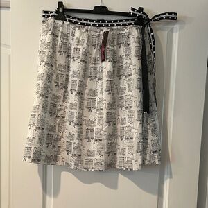 Willi Smith Monochrome Cityscape A-Line Skirt